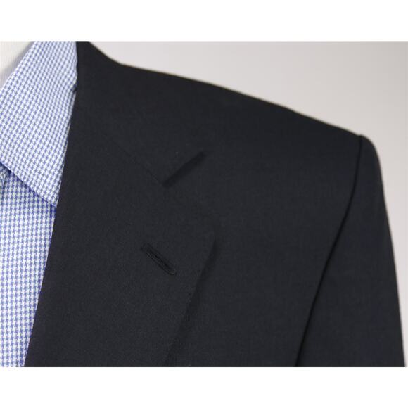 Custom Tailored Solid Navy Blue 2-Btn Wool Blazer Jacket 38S - Picture 4 of 10